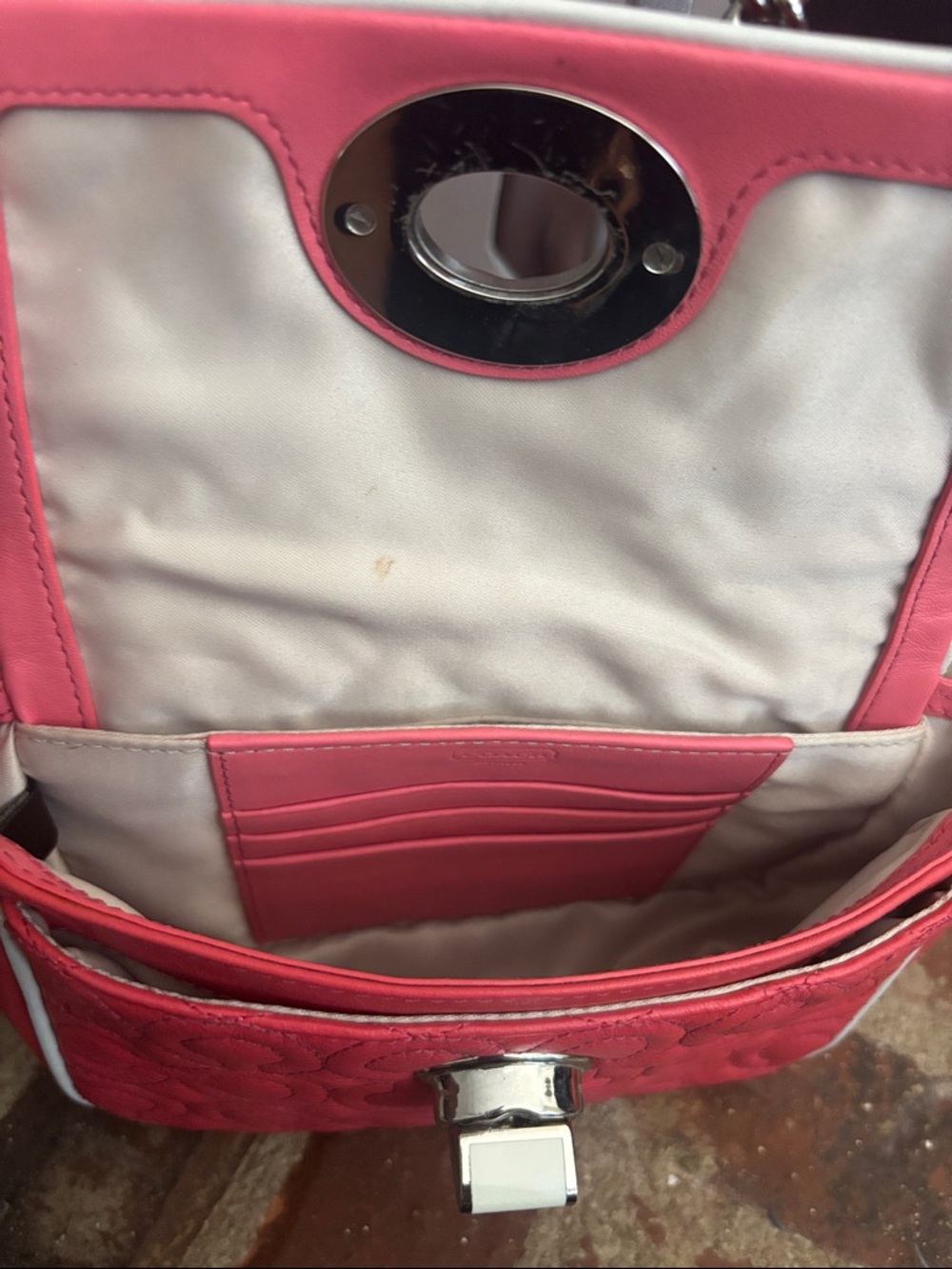 Coach Coral Pink Quilted Turnlock Chain Crossbody - Picture 6 of 8